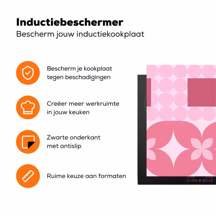 Abstract - Geometrisch - Patroon - Modern - Roze Inductie beschermer vinyl 3mm klein -zzzzzzz-td-ups