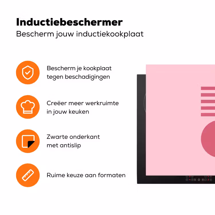 Abstract - Geometrisch - Vormen - Roze Inductie beschermer vinyl 3mm klein -zzzzzzz-td-ups