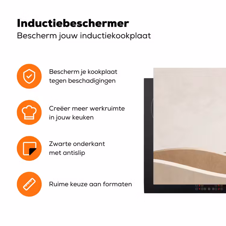 Abstract - Golven - Modern - Beige Inductie beschermer vinyl 3mm klein -zzzzzzz-td-ups