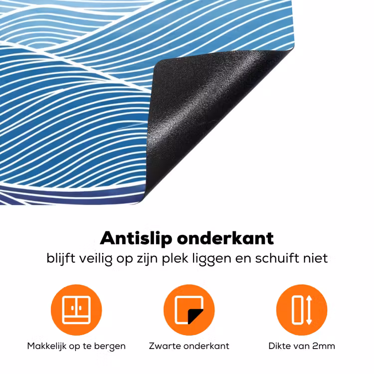 Abstract - Golven - Patroon - Blauw - Modern Inductie beschermer vinyl 3mm klein -zzzzzzz-td-onderkant