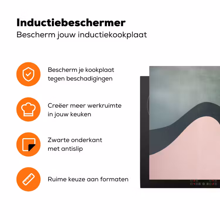 Abstract - Golven - Sierlijk - Roze Inductie beschermer vinyl 3mm klein -zzzzzzz-td-ups