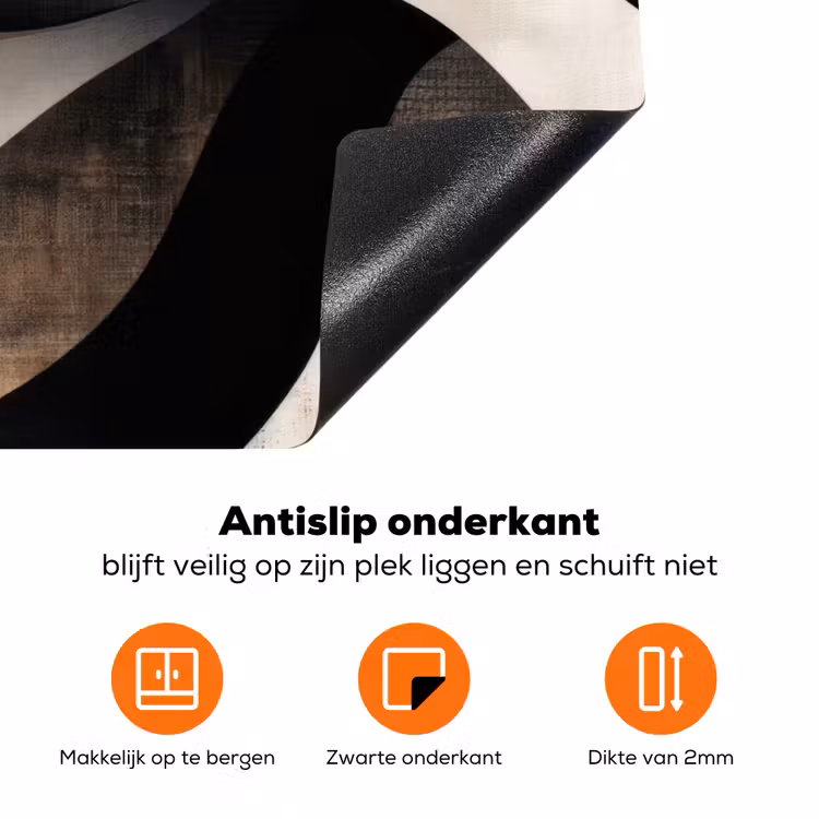 Abstract - Golven - Zwart - Verweerd Inductie beschermer vinyl 3mm klein -zzzzzzz-td-onderkant