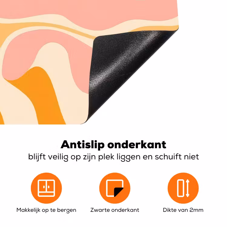 Abstract - Golvend - Oranje Inductie beschermer vinyl 3mm klein -zzzzzzz-td-onderkant