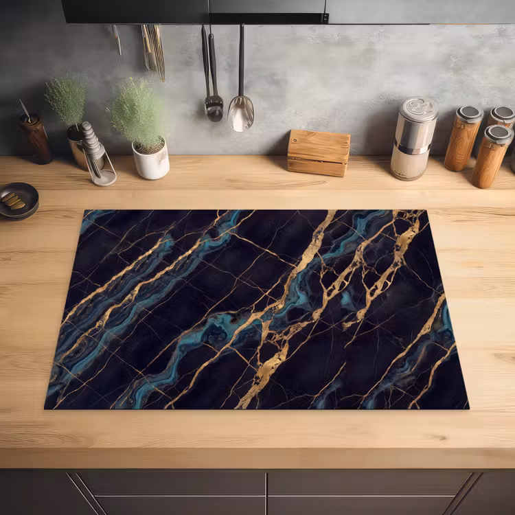 Abstract - Gouden lijnen - Kunst - Modern - Zwart Inductie beschermer vinyl 3mm klein -sfeer5