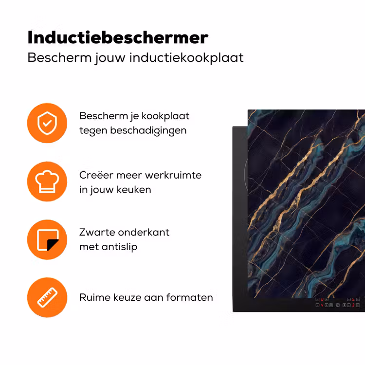 Abstract - Gouden lijnen - Kunst - Modern - Zwart Inductie beschermer vinyl 3mm klein -zzzzzzz-td-ups