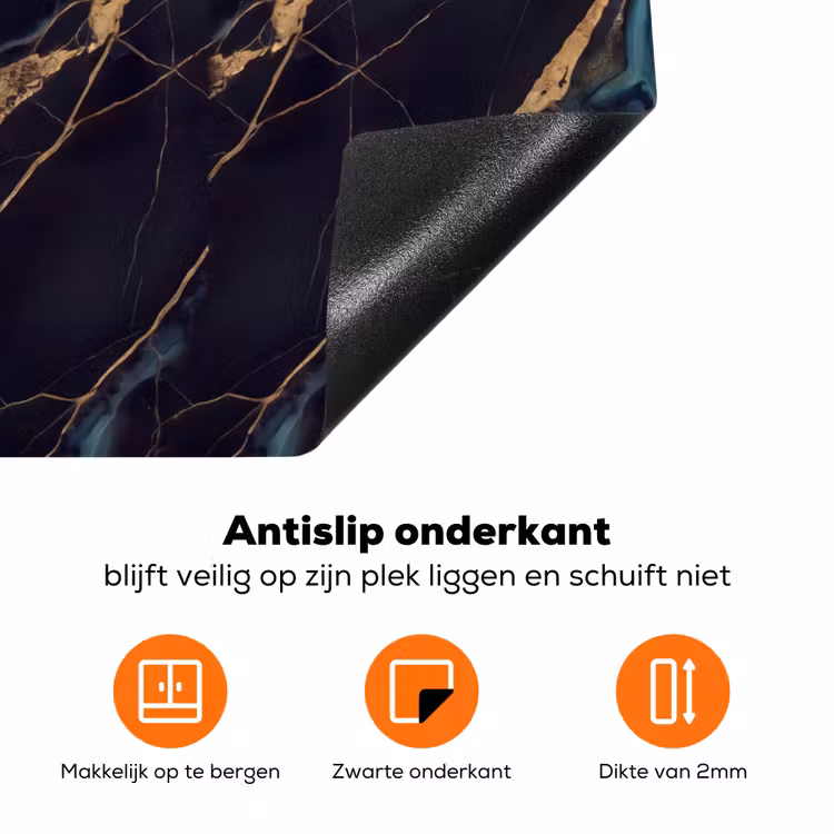 Abstract - Gouden lijnen - Kunst - Modern - Zwart Inductie beschermer vinyl 3mm klein -zzzzzzz-td-onderkant
