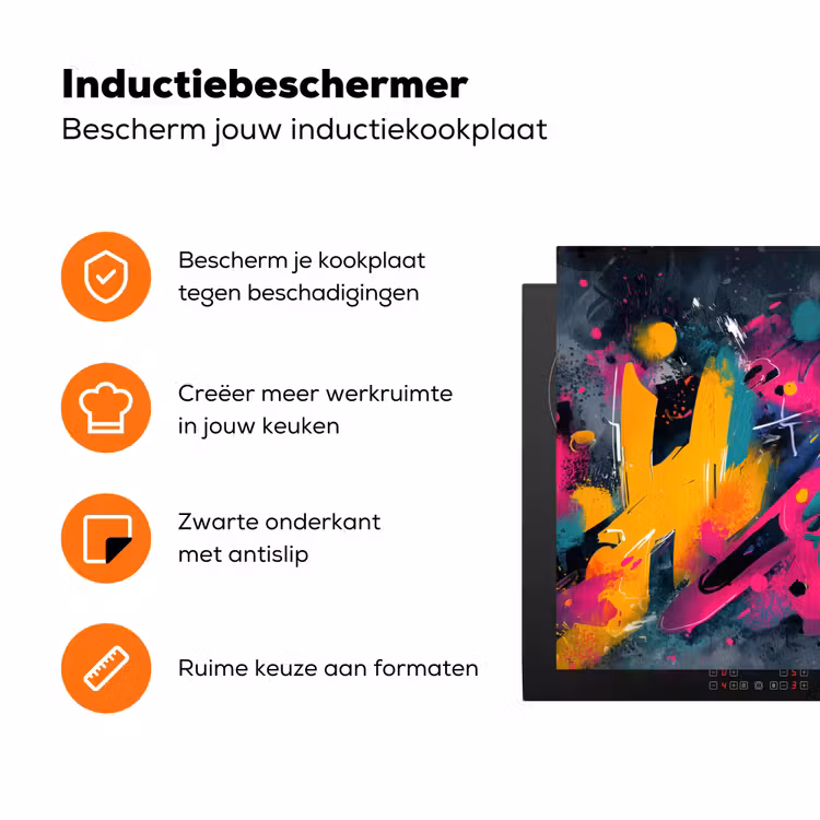 Abstract - Graffiti - Kleurrijk - Verfspatten Inductie beschermer vinyl 3mm klein -zzzzzzz-td-ups