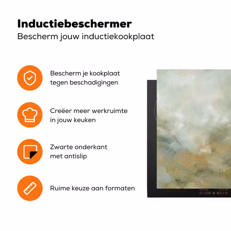 Abstract - Groen - Beige - Modern - Kunst Inductie beschermer vinyl 3mm klein -zzzzzzz-td-ups