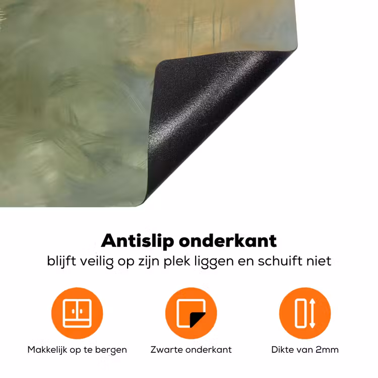 Abstract - Groen - Beige - Modern - Kunst Inductie beschermer vinyl 3mm klein -zzzzzzz-td-onderkant