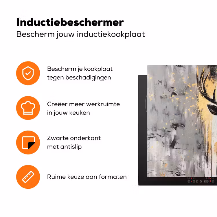 Abstract - Hert - Gewei - Goud Inductie beschermer vinyl 3mm klein -zzzzzzz-td-ups