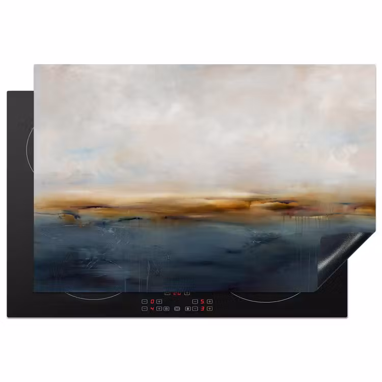 Abstract - Horizon - Water - Modern - Beige Inductie beschermer vinyl 3mm klein -3d