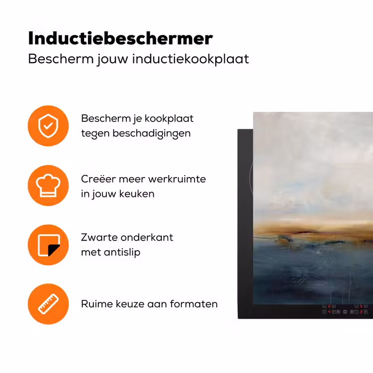Abstract - Horizon - Water - Modern - Beige Inductie beschermer vinyl 3mm klein -zzzzzzz-td-ups
