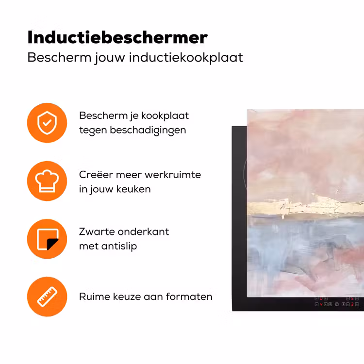Abstract - Horizontaal - Kunst - Roze - Goud Inductie beschermer vinyl 3mm klein -zzzzzzz-td-ups