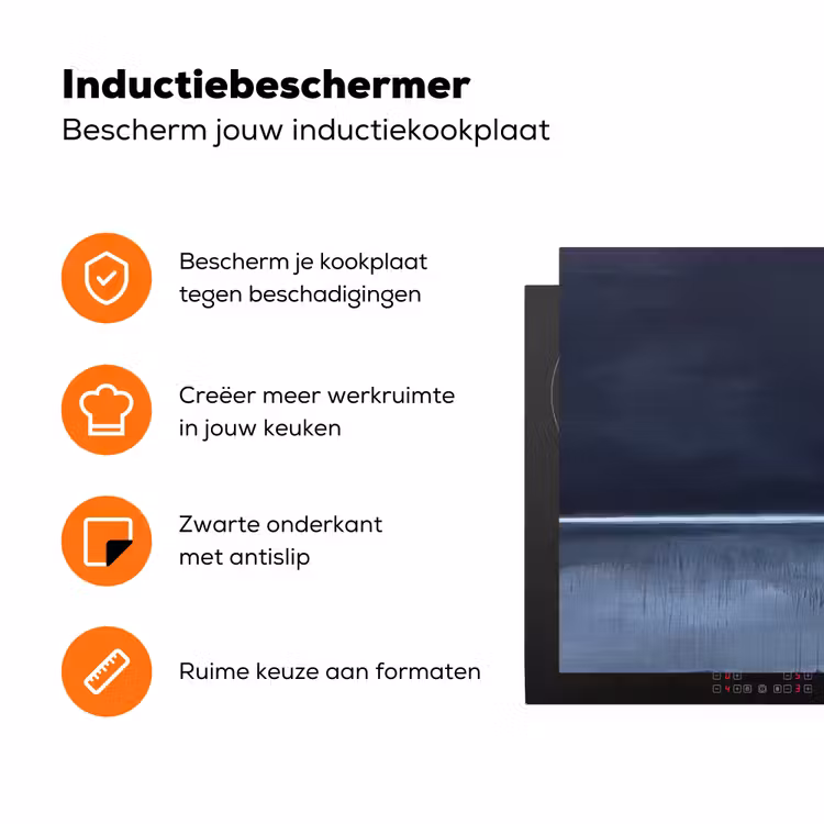 Abstract - Horizontale lijn - Minimalistisch - Donkerblauw - Kunst Inductie beschermer vinyl 3mm klein -zzzzzzz-td-ups
