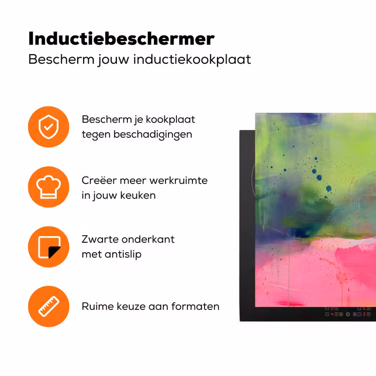Abstract - Kleuren - Modern - Groen - Roze Inductie beschermer vinyl 3mm klein -zzzzzzz-td-ups
