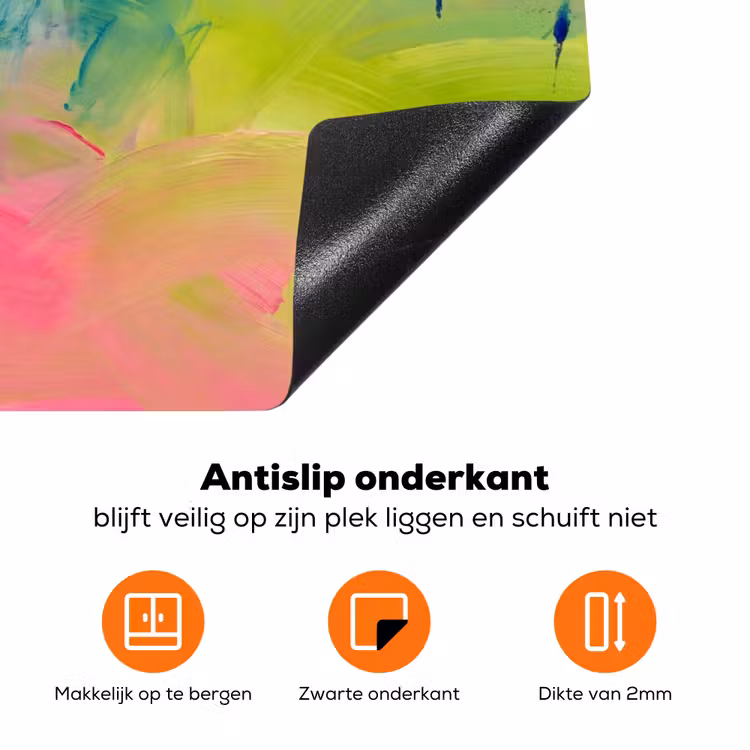 Abstract - Kleuren - Modern - Groen - Roze Inductie beschermer vinyl 3mm klein -zzzzzzz-td-onderkant