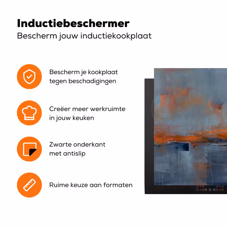 Abstract - Kleuren - Modern - Oranje - Grijs Inductie beschermer vinyl 3mm klein -zzzzzzz-td-ups