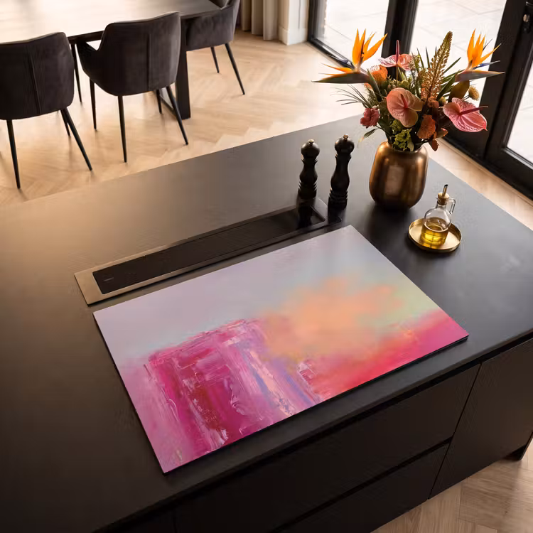 Abstract - Kleuren - Modern - Roze Inductie beschermer vinyl 3mm klein -sfeer5