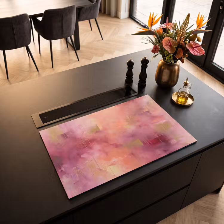 Abstract - Kleuren - Modern - Roze - Paars Inductie beschermer vinyl 3mm klein -sfeer5