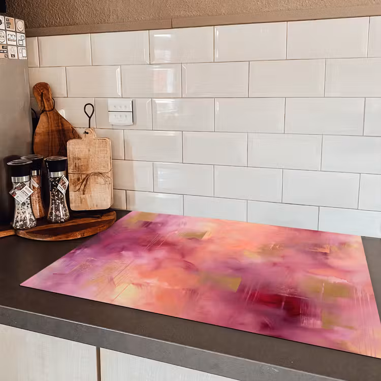 Abstract - Kleuren - Modern - Roze - Paars Inductie beschermer vinyl 3mm klein -sfeer3