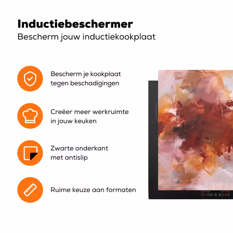 Abstract - Kleurrijk - Kunst - Modern - Roze-Rood Inductie beschermer vinyl 3mm klein -zzzzzzz-td-ups