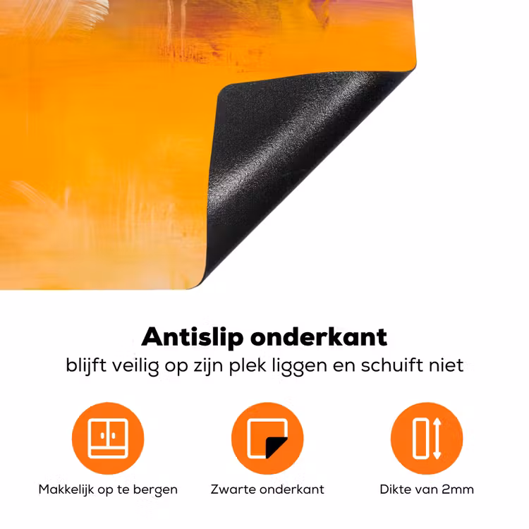 Abstract - Kleurrijk - Modern - Kunst - Oranje Inductie beschermer vinyl 3mm klein -zzzzzzz-td-onderkant