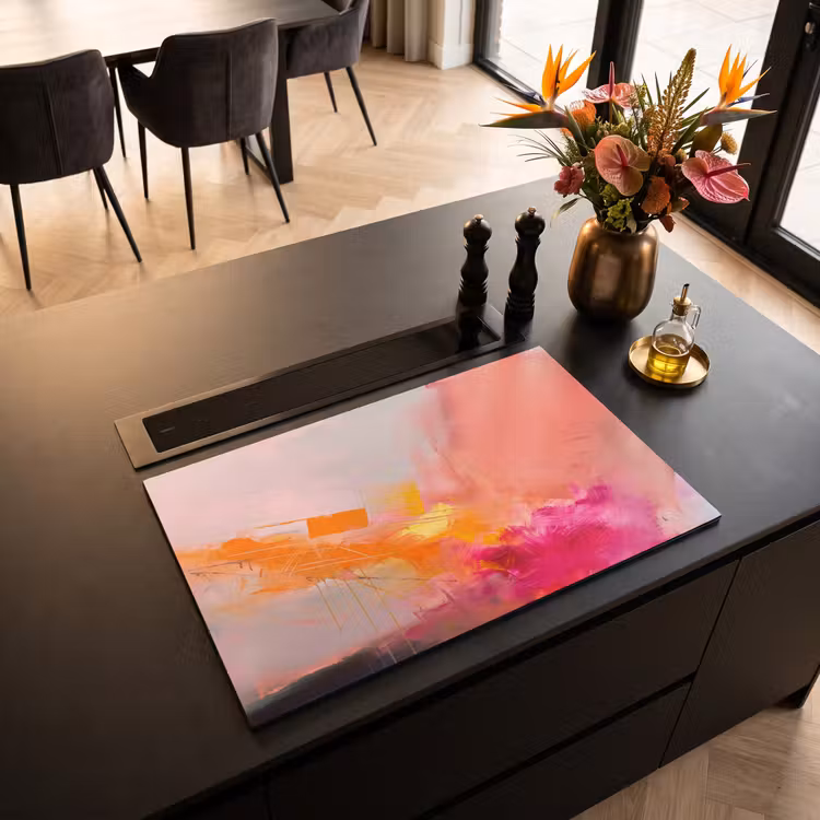Abstract - Kleurrijk - Modern - Roze Inductie beschermer vinyl 3mm klein -sfeer5