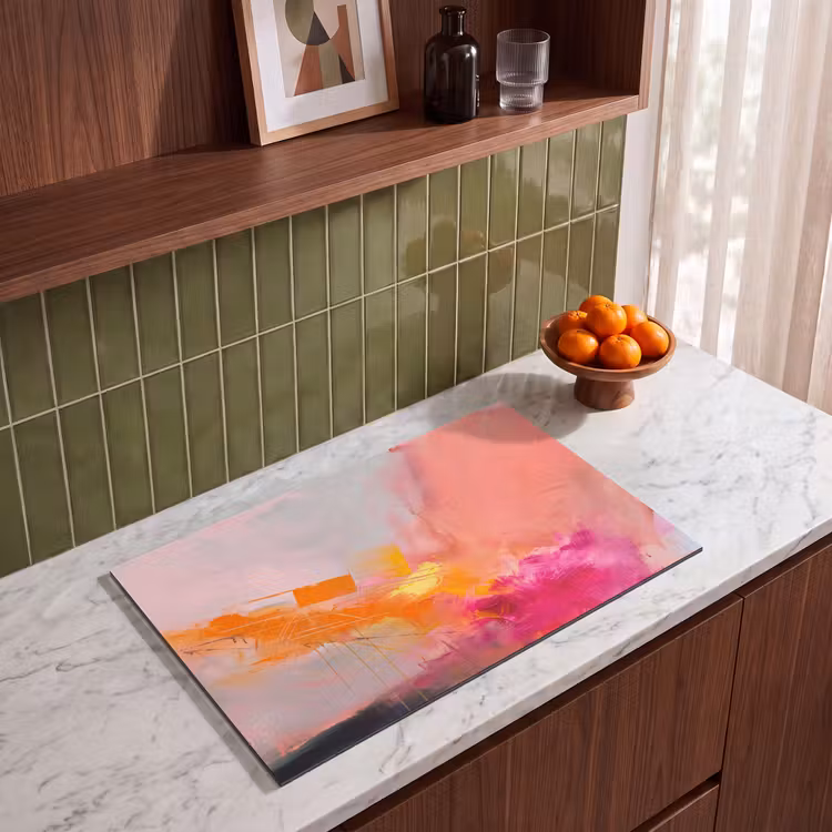 Abstract - Kleurrijk - Modern - Roze Inductie beschermer vinyl 3mm klein -sfeer8
