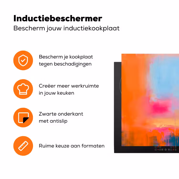 Abstract - Kleurvlakken - Modern - Oranje - Blauw Inductie beschermer vinyl 3mm klein -zzzzzzz-td-ups