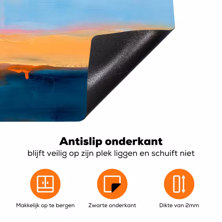 Abstract - Kleurvlakken - Modern - Oranje - Blauw Inductie beschermer vinyl 3mm klein -zzzzzzz-td-onderkant