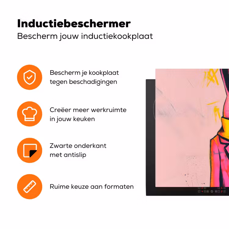 Abstract - Konijn - Sjaal - Geel Inductie beschermer vinyl 3mm klein -zzzzzzz-td-ups