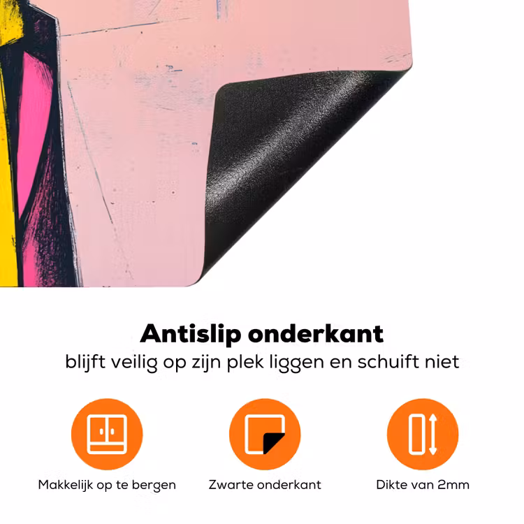Abstract - Konijn - Sjaal - Geel Inductie beschermer vinyl 3mm klein -zzzzzzz-td-onderkant