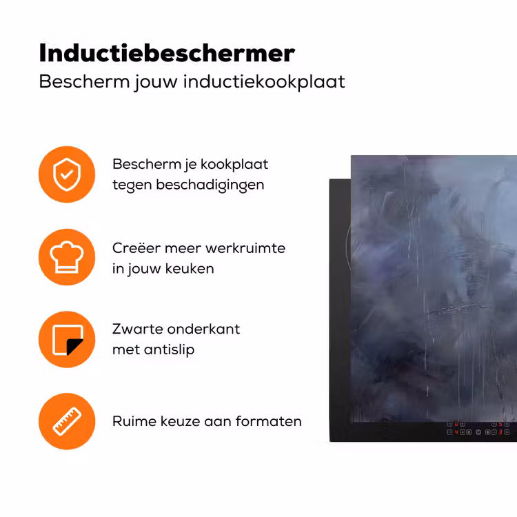 Abstract - Kwaststreken - Modern - Kunst - Grijs Inductie beschermer vinyl 3mm klein -zzzzzzz-td-ups