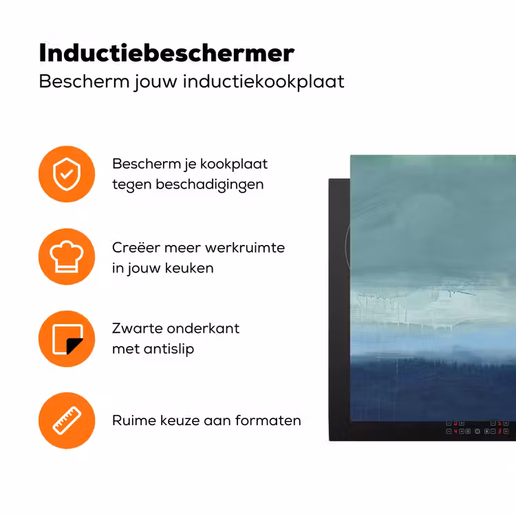 Abstract - Lagen - Rust - Modern - Blauw Inductie beschermer vinyl 3mm klein -zzzzzzz-td-ups