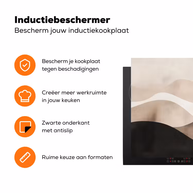 Abstract - Landschap - Golven - Crèmekleur Inductie beschermer vinyl 3mm klein -zzzzzzz-td-ups