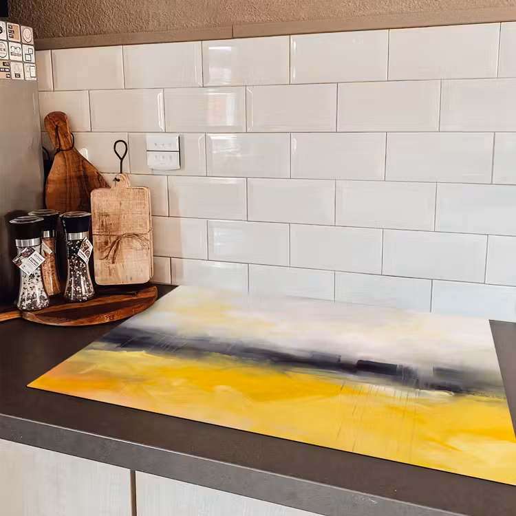 Abstract - Landschap - Modern - Geel Inductie beschermer vinyl 3mm klein -sfeer3