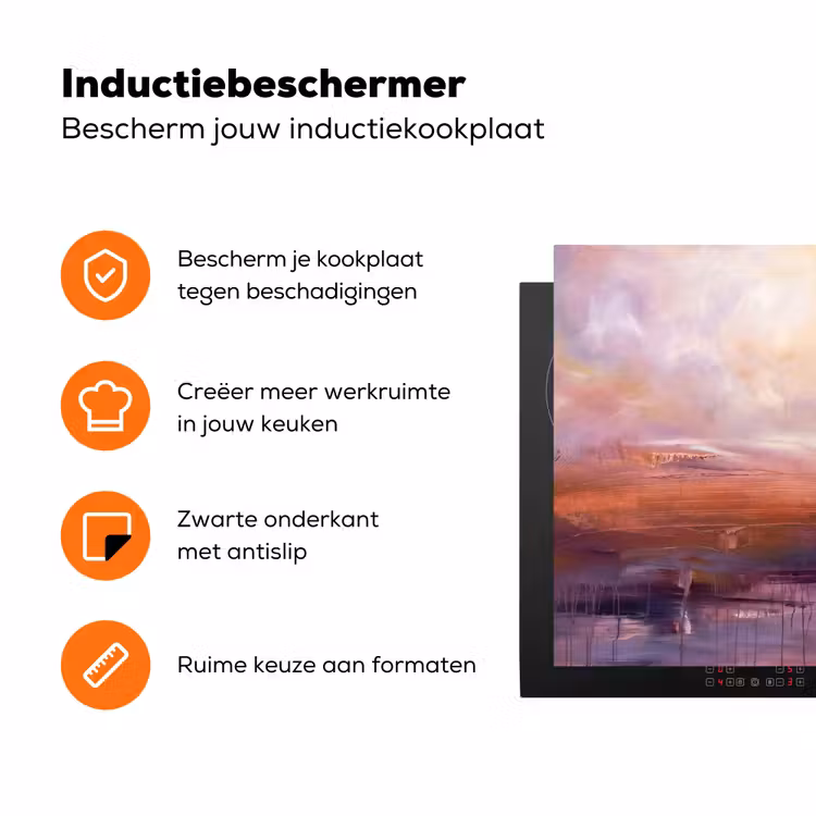 Abstract - Landschap - Modern - Paars - Oranje Inductie beschermer vinyl 3mm klein -zzzzzzz-td-ups
