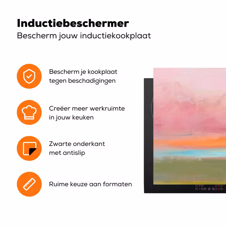 Abstract - Landschap - Modern - Roze - Oranje Inductie beschermer vinyl 3mm klein -zzzzzzz-td-ups