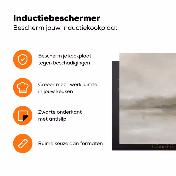 Abstract - Landschap - Nevel - Modern - Grijs Inductie beschermer vinyl 3mm klein -zzzzzzz-td-ups