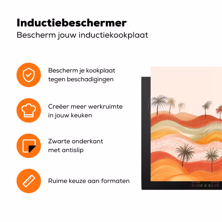 Abstract landschap - Palmbomen - Kleurrijk Inductie beschermer vinyl 3mm klein -zzzzzzz-td-ups