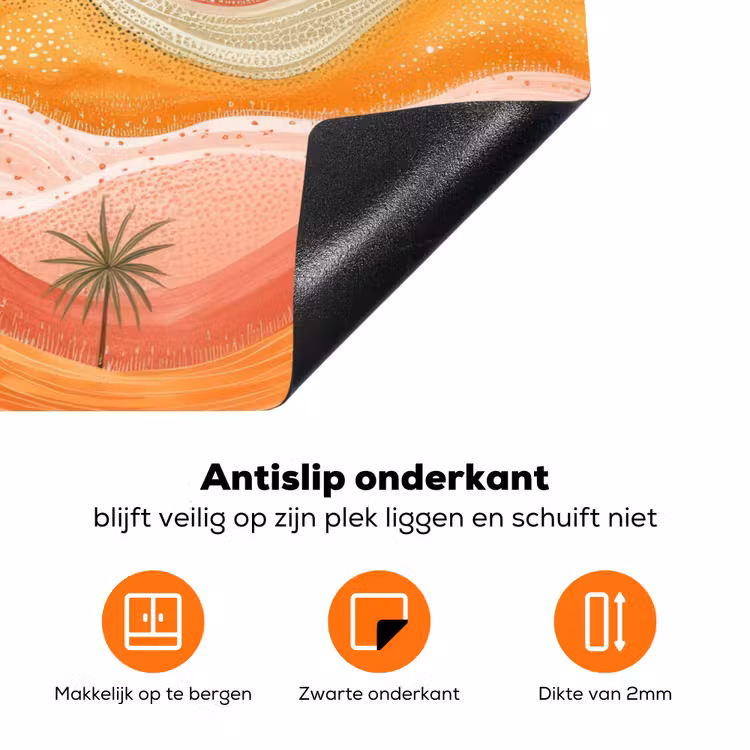 Abstract landschap - Palmbomen - Kleurrijk Inductie beschermer vinyl 3mm klein -zzzzzzz-td-onderkant