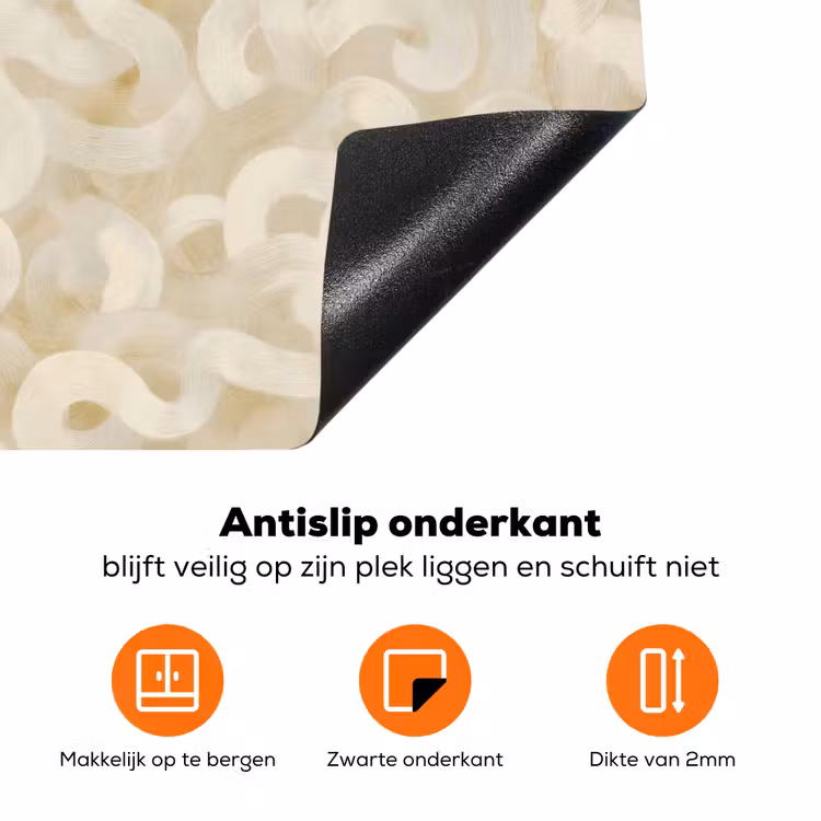 Abstract - Lijnen - Beige Inductie beschermer vinyl 3mm klein 276 -zzzzzzz-td-onderkant