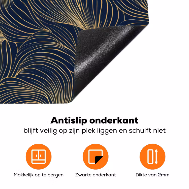 Abstract - Lijnen - Blauw - Goud Inductie beschermer vinyl 3mm klein 276 -zzzzzzz-td-onderkant