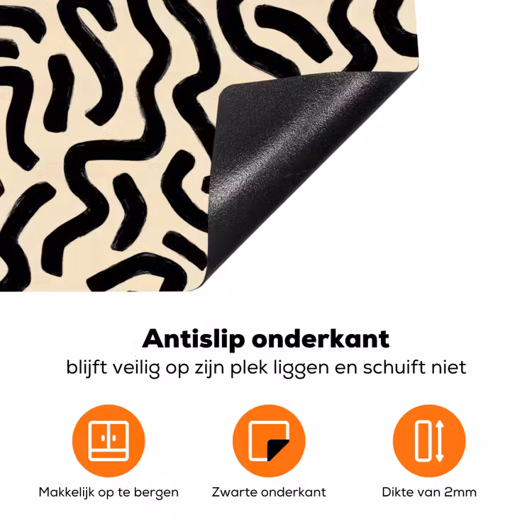 Abstract - Lijnen - Zwart Inductie beschermer vinyl 3mm klein 276 -zzzzzzz-td-onderkant