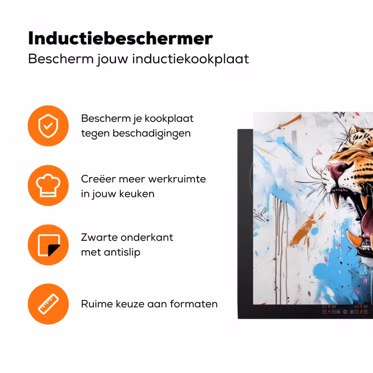 Abstract - Luipaard - Kleurrijk Inductie beschermer vinyl 3mm klein -zzzzzzz-td-ups