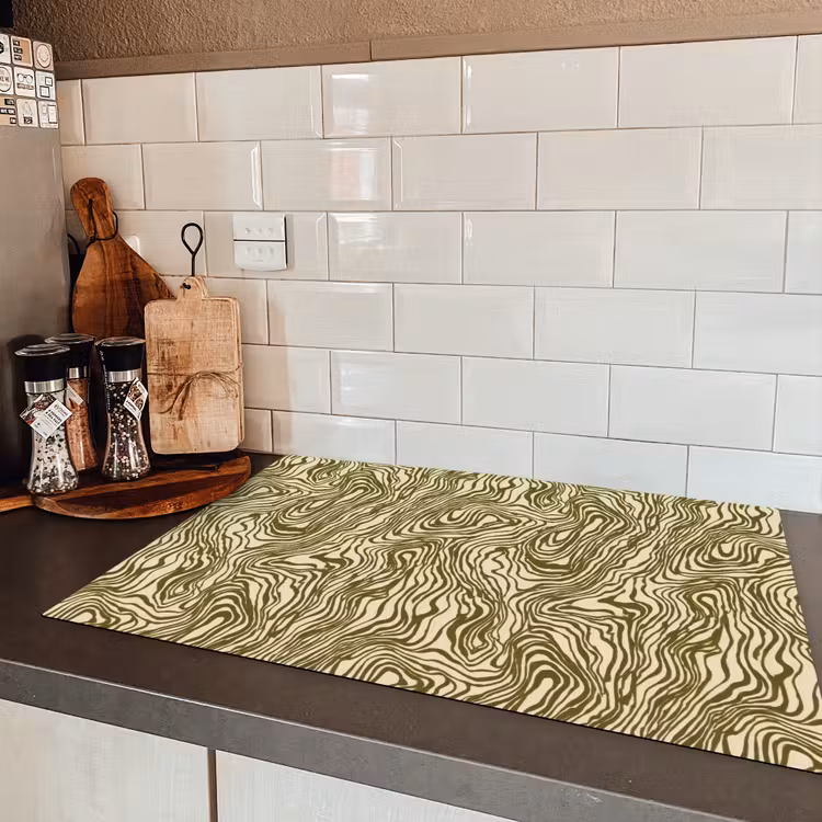 Abstract - Marmer - Groen Inductie beschermer vinyl 3mm klein 276 -sfeer3