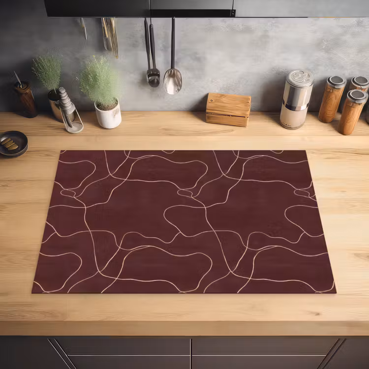 Abstract - Modern - Bruin Inductie beschermer vinyl 3mm klein 276 -sfeer5