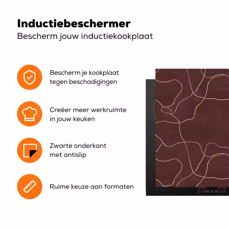 Abstract - Modern - Bruin Inductie beschermer vinyl 3mm klein 276 -zzzzzzz-td-ups
