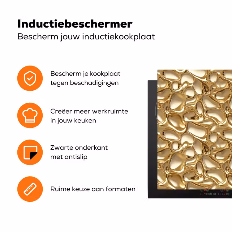 Abstract - Modern - Goud Inductie beschermer vinyl 3mm klein 276 -zzzzzzz-td-ups