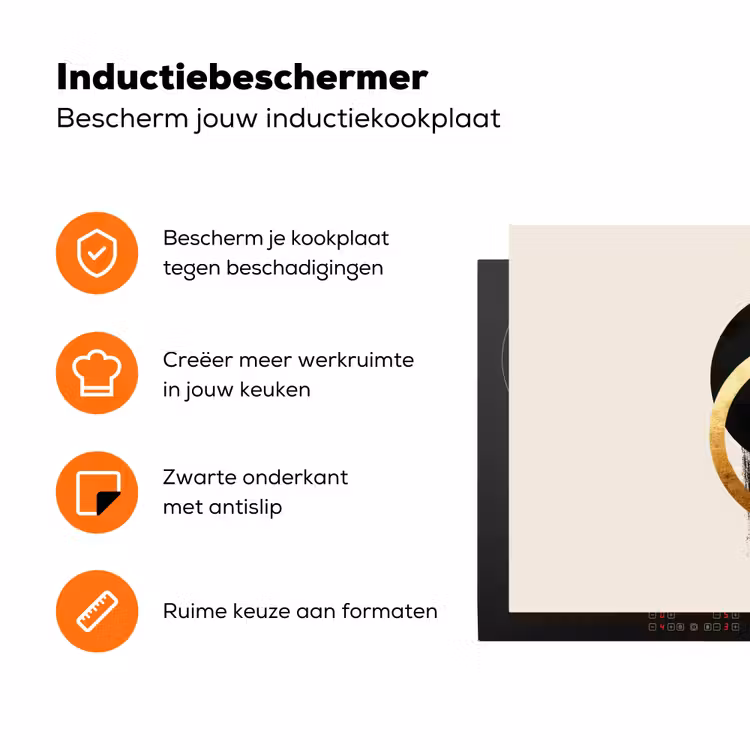 Abstract ontwerp - Zwarte cirkel - Verfvlekken Inductie beschermer vinyl 3mm klein -zzzzzzz-td-ups